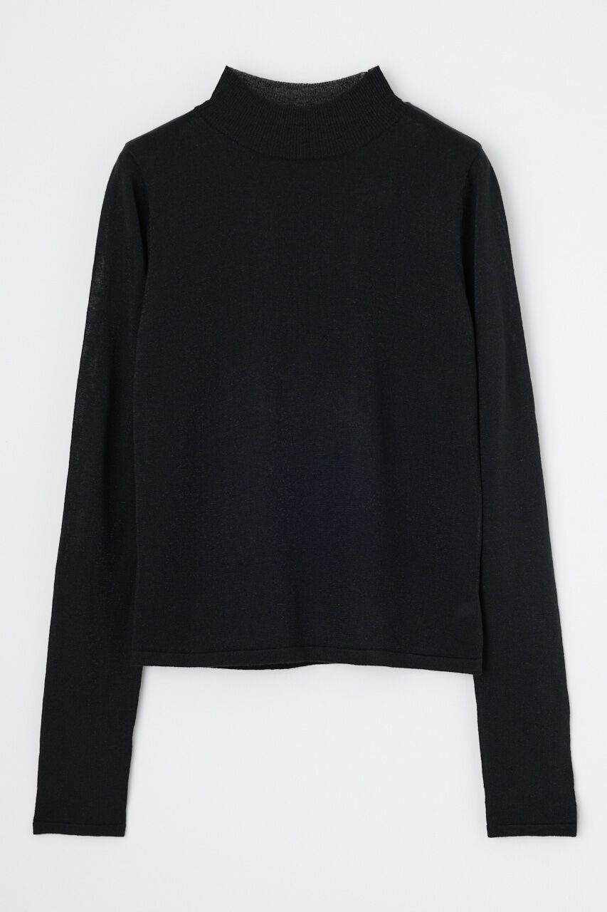 rienda「ハイネックシアーニットトップス」|ニット・セーター|BLK