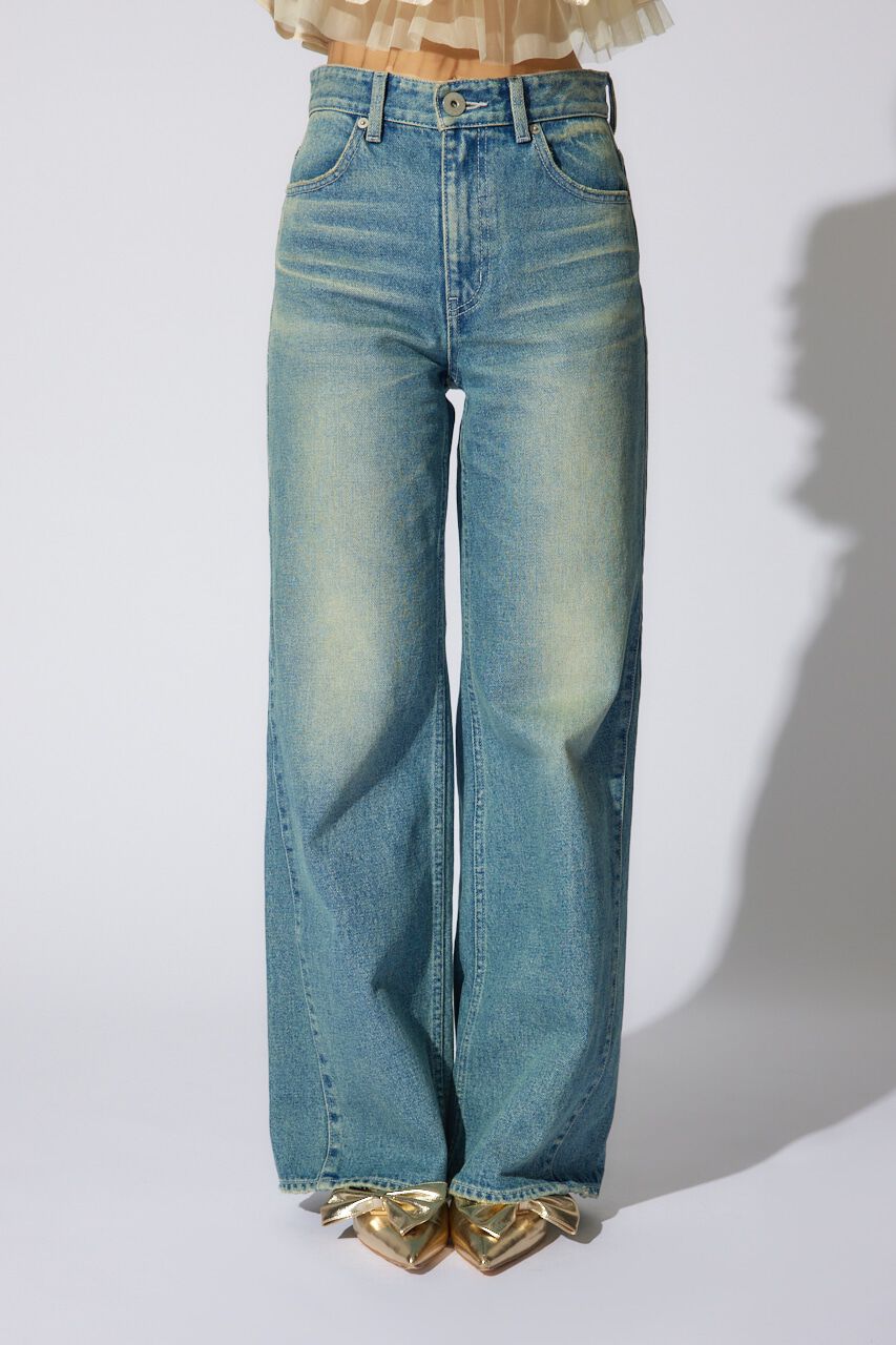 rienda「サイドVラインジャストウエストパンツ」|デニム|