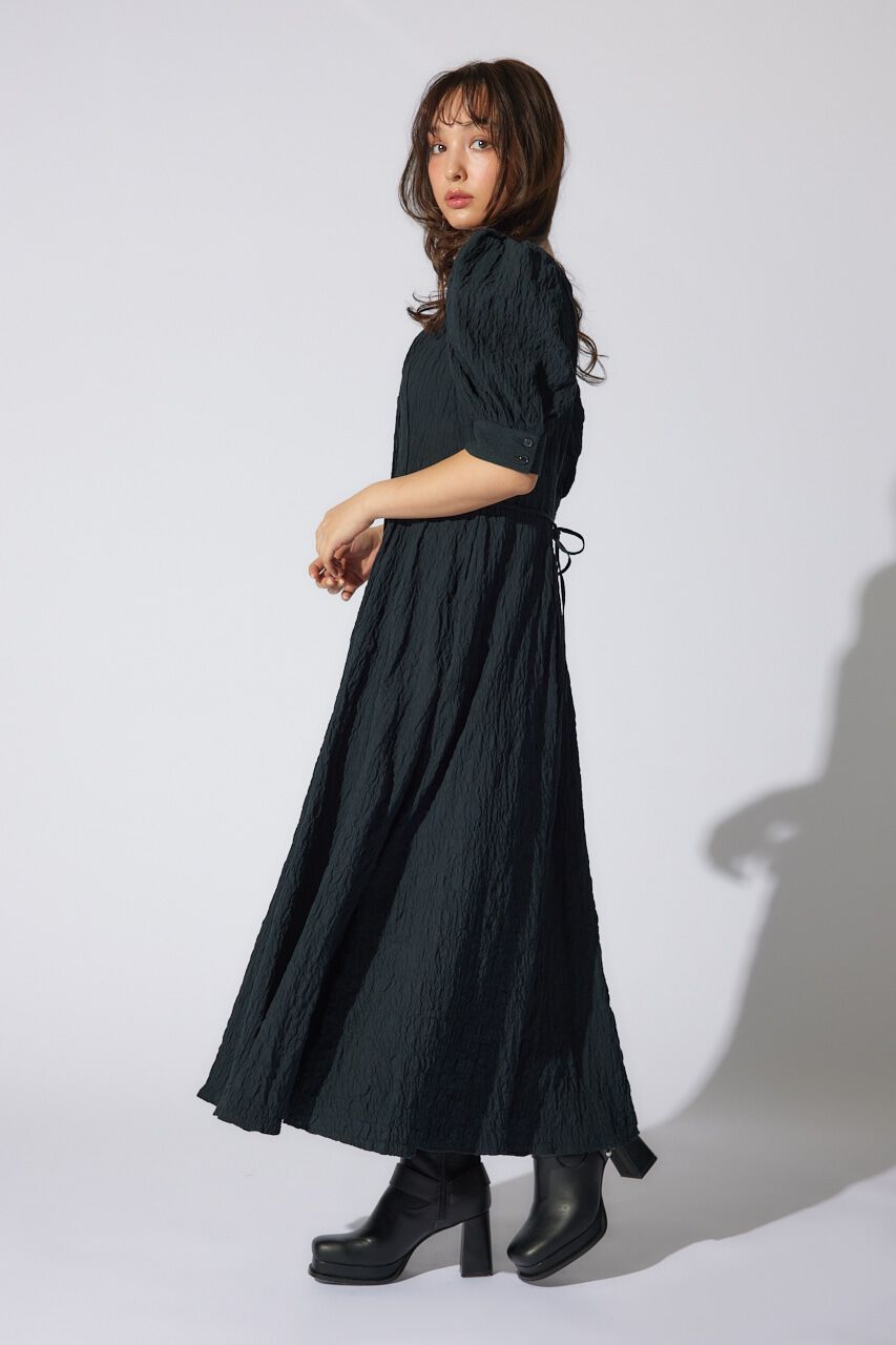 rienda「バストギャザーデザインジャガードフレアワンピース」|ワンピース|