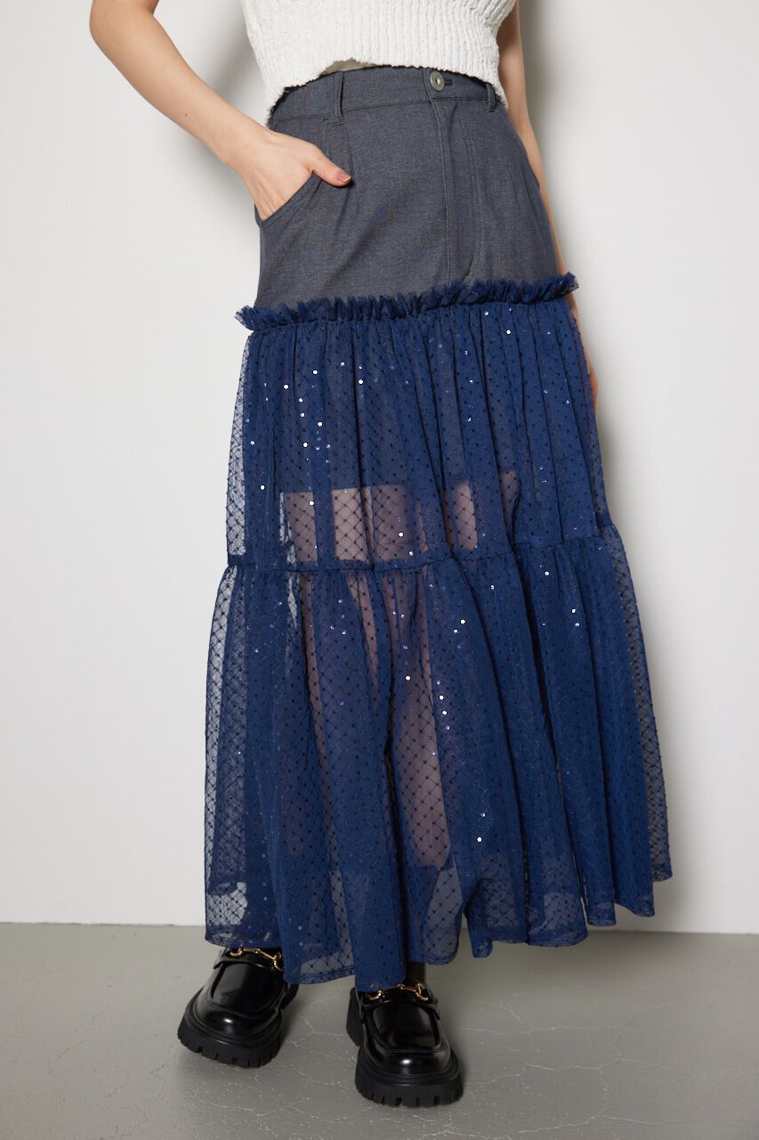 rienda「シアーコンビフレアジャストウエストスカート」|スカート|