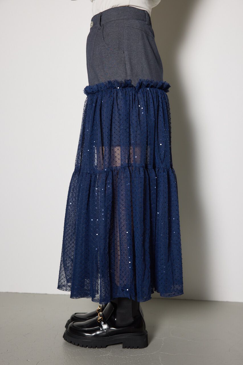 rienda「シアーコンビフレアジャストウエストスカート」|スカート|