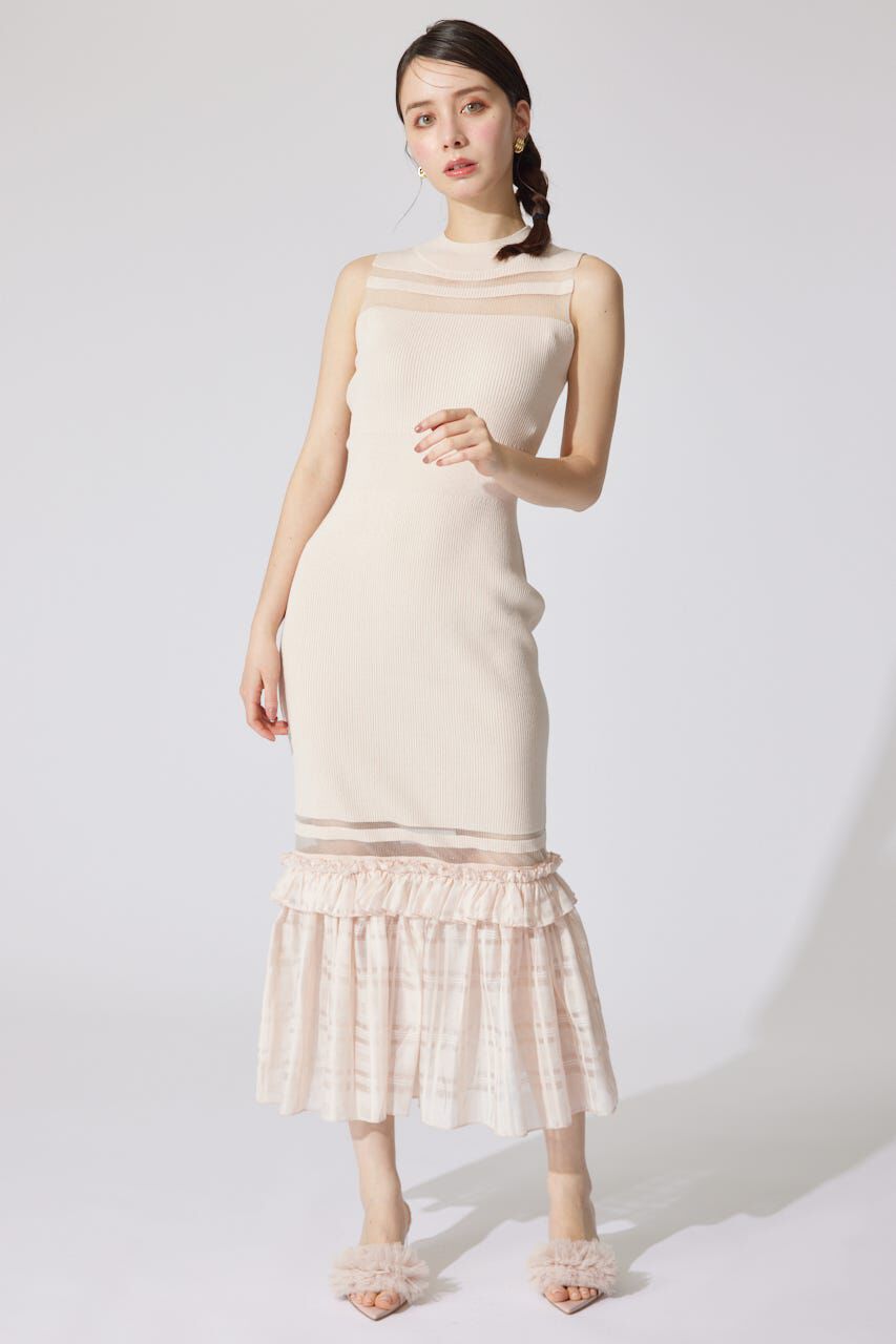 rienda「ティアードフリルシアーマーメイドニットワンピース」|ワンピース|