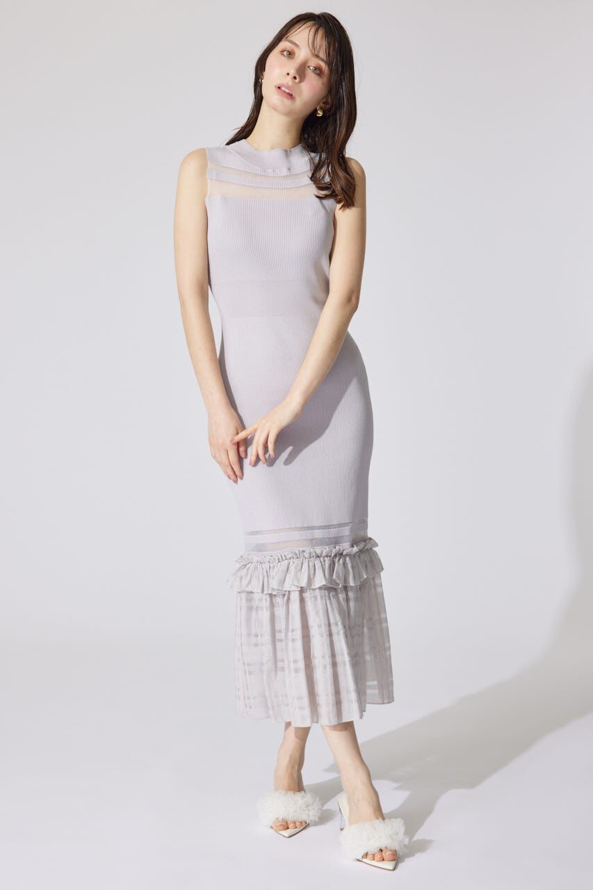 rienda「ティアードフリルシアーマーメイドニットワンピース」|ワンピース|