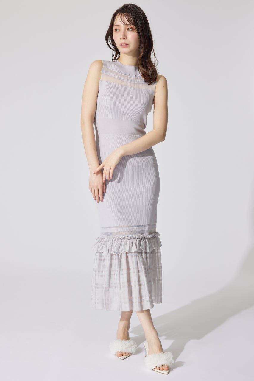 rienda「ティアードフリルシアーマーメイドニットワンピース」|ワンピース|