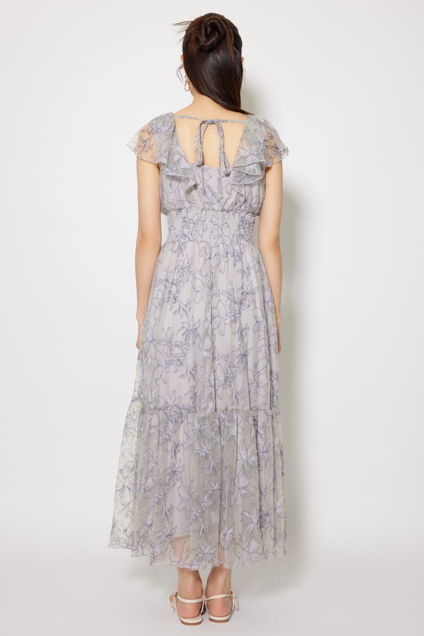 rienda「エンブロイダリーチュールフレアスリーブワンピース」|ワンピース|