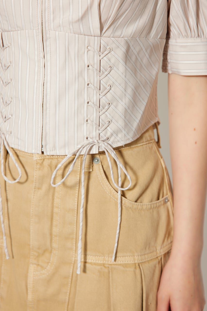 rienda「コンパクトレースアップブラウス」|シャツ・ブラウス|