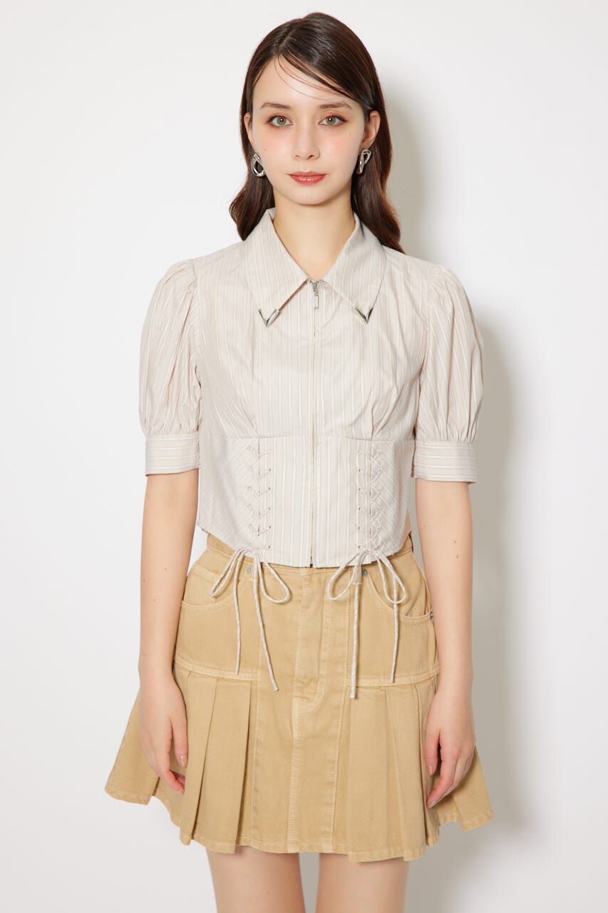rienda「コンパクトレースアップブラウス」|シャツ・ブラウス|