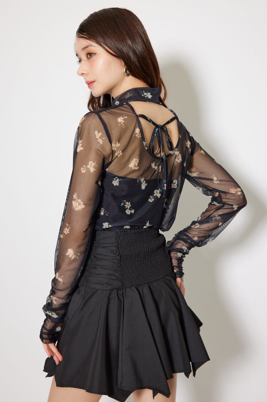 rienda「2WAYスリーブギャザーシアートップス」|Tシャツ・カットソー|