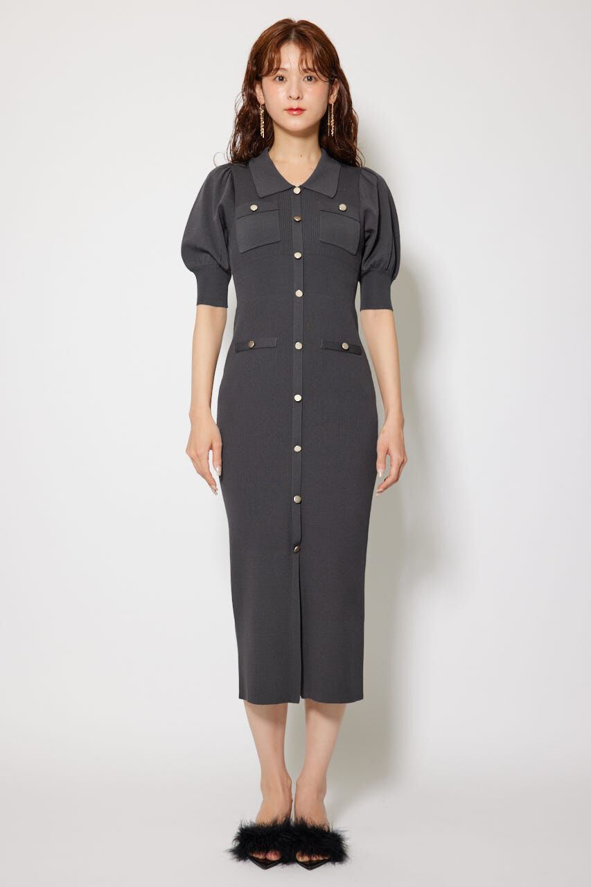 rienda「パフスリーブニットタイトワンピース」|ワンピース|