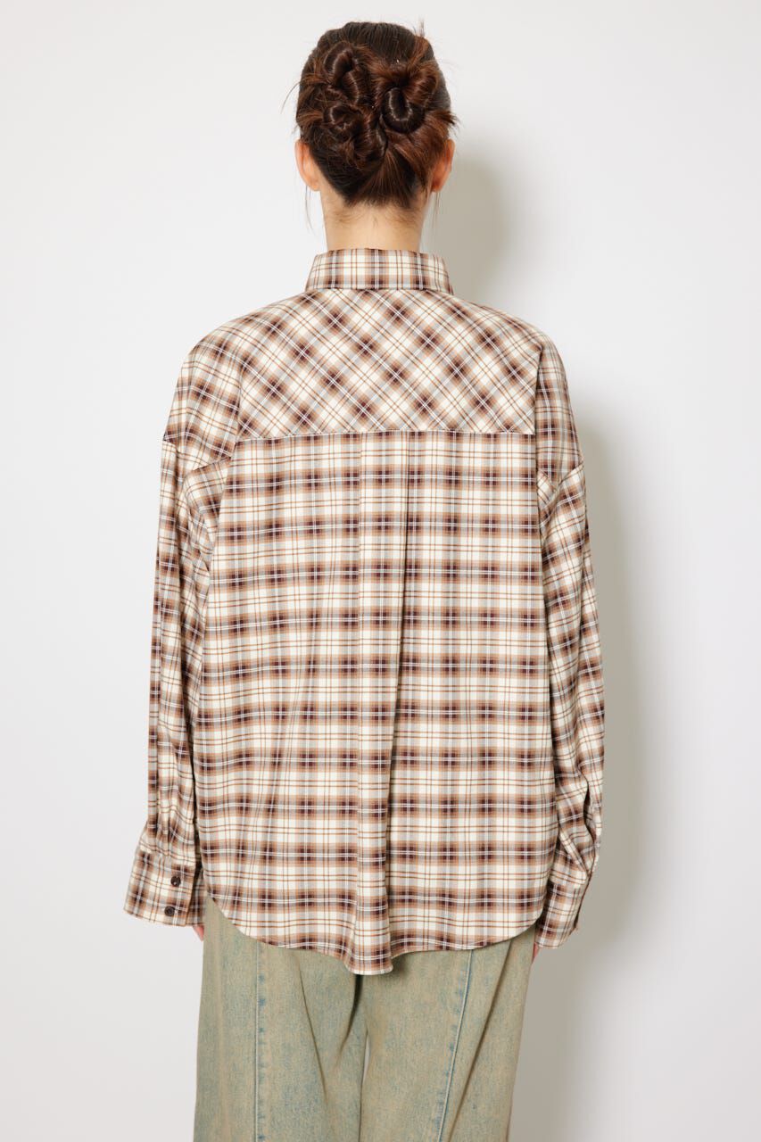 rienda「フロントショートチェックシャツ」|シャツ・ブラウス|