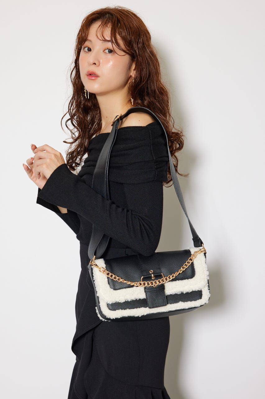rienda「フェイクボアコンビショルダーバッグ」|その他|BLK