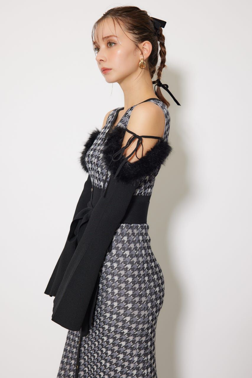 rienda「many wayフェイクファージャガードニットワンピース」|ワンピース|