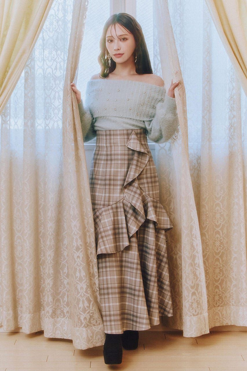 rienda「フリルスリットハイウエストスコートショートパンツ」|その他|柄GRY5