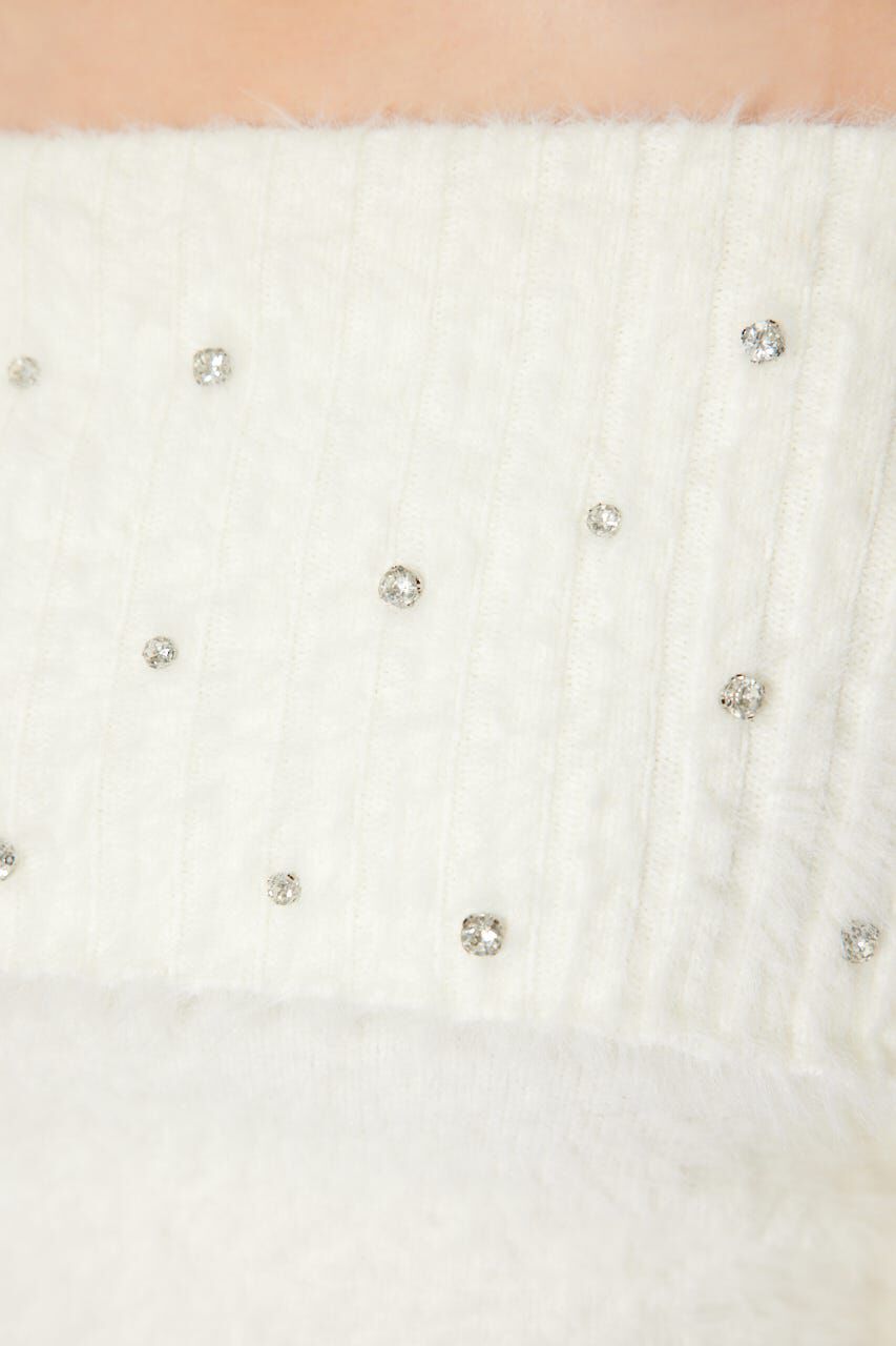 rienda「オフショルビジューシャギーニットトップス」|ニット・セーター|