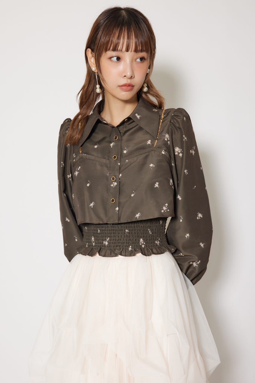 rienda「チェーンデザインシャーリングブラウス」|シャツ・ブラウス|