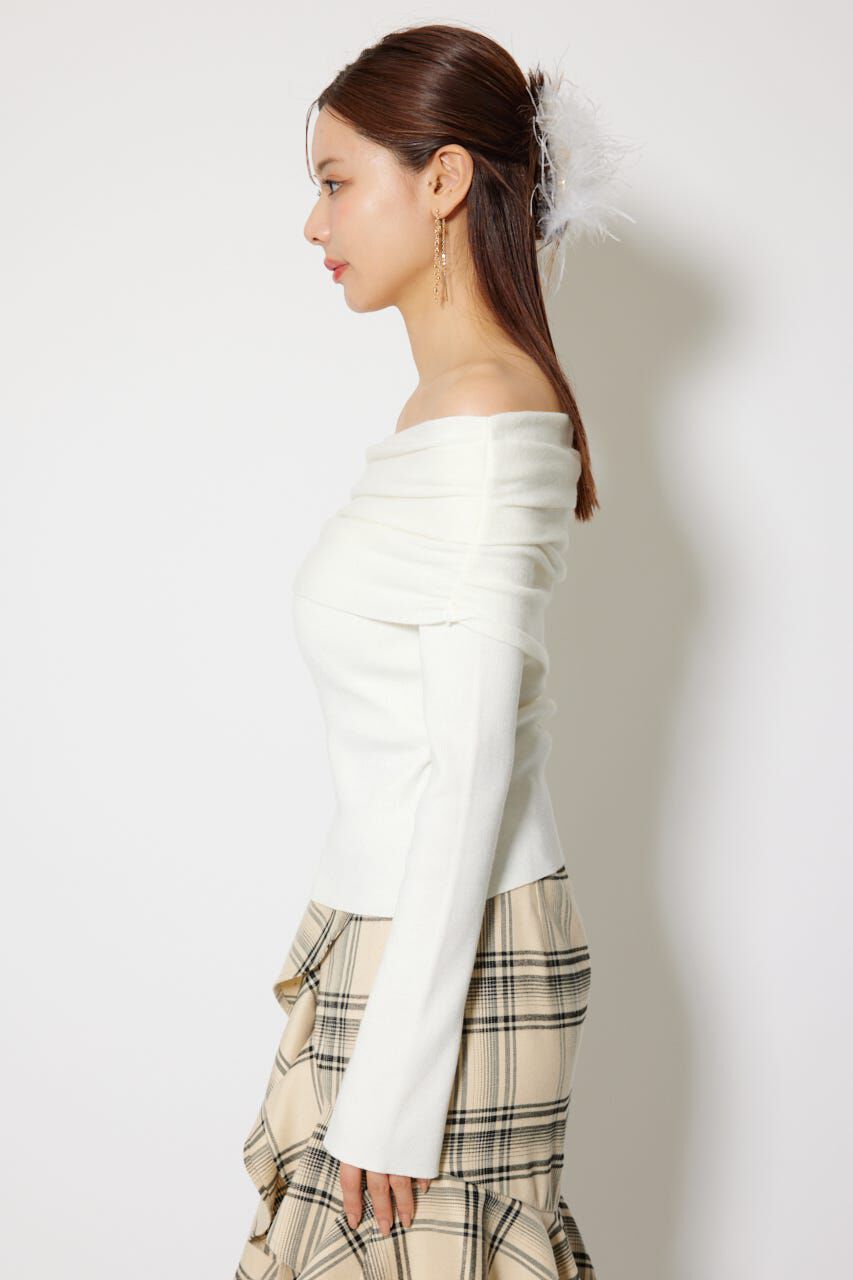 rienda「オフショルギャザーニットトップス」|ニット・セーター|