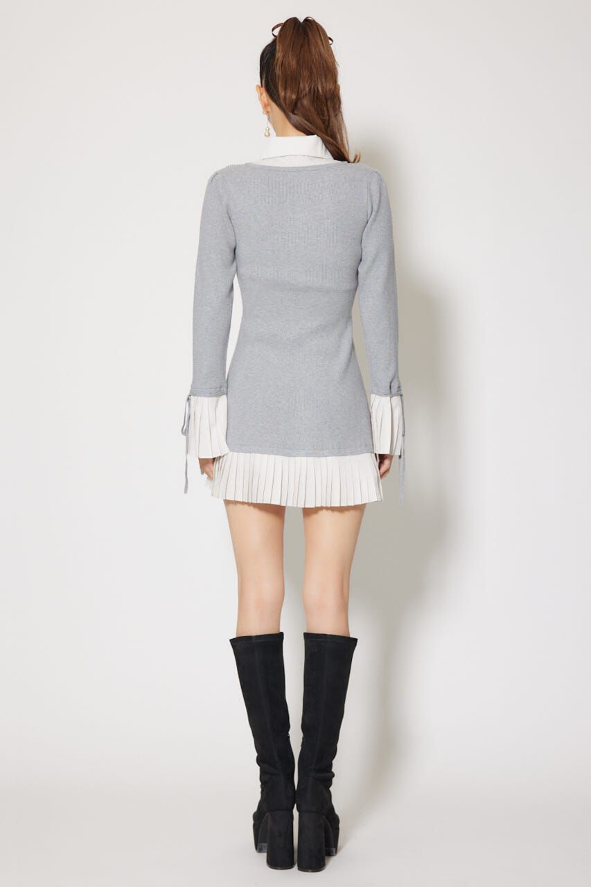 rienda「レイヤードパターンシャツニットミニワンピース」|ワンピース|