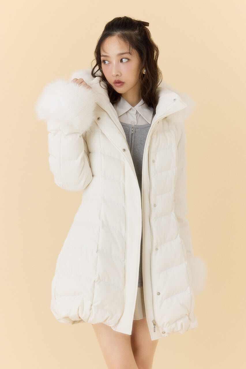 rienda「Aラインダウンワンピコート」|その他|WHT