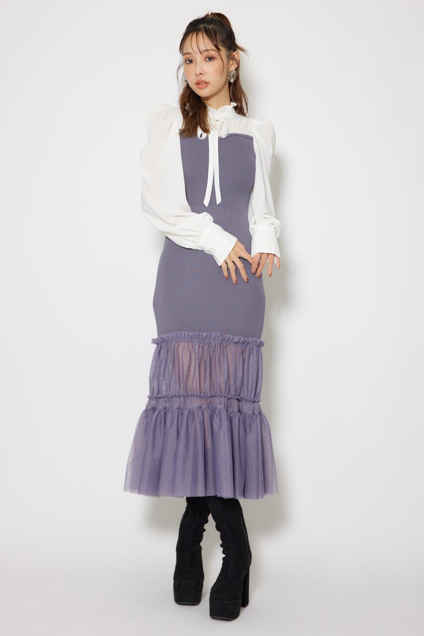 rienda「チュールドッキングニットマーメイドワンピース」|ワンピース|