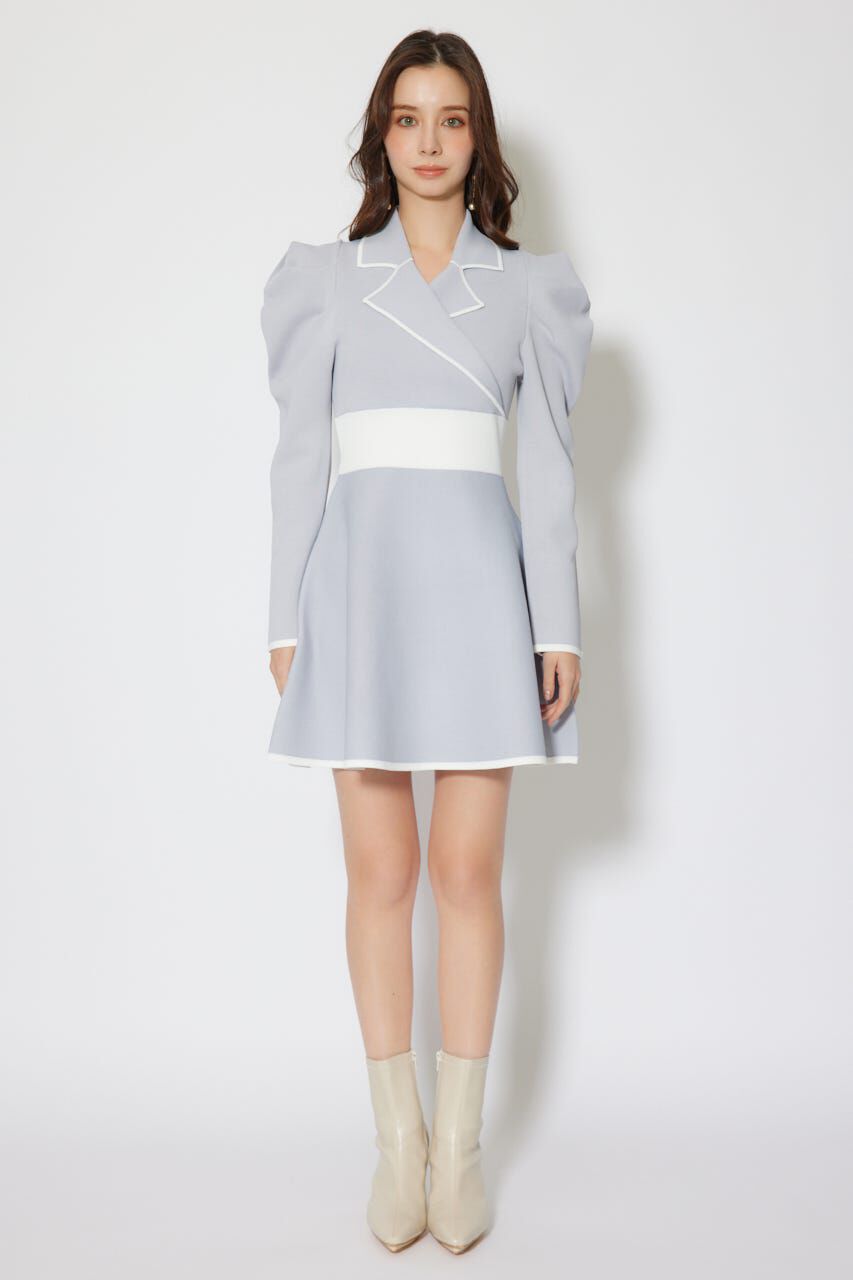 rienda「テーラードカラーミニフレアニットワンピース」|ワンピース|