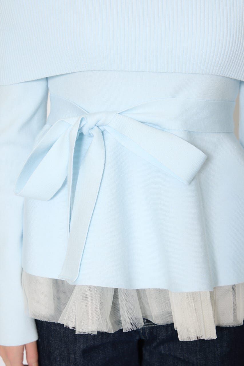 rienda「チュールレイヤードペプラムニットトップス」|ニット・セーター|