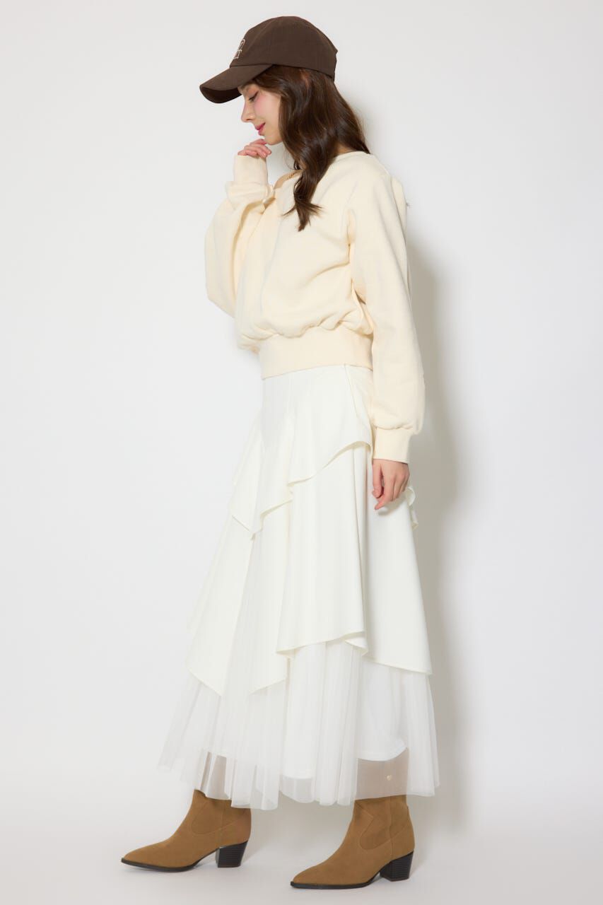 rienda「チュールレイヤードラッフルジャストウエストスカート」|スカート|