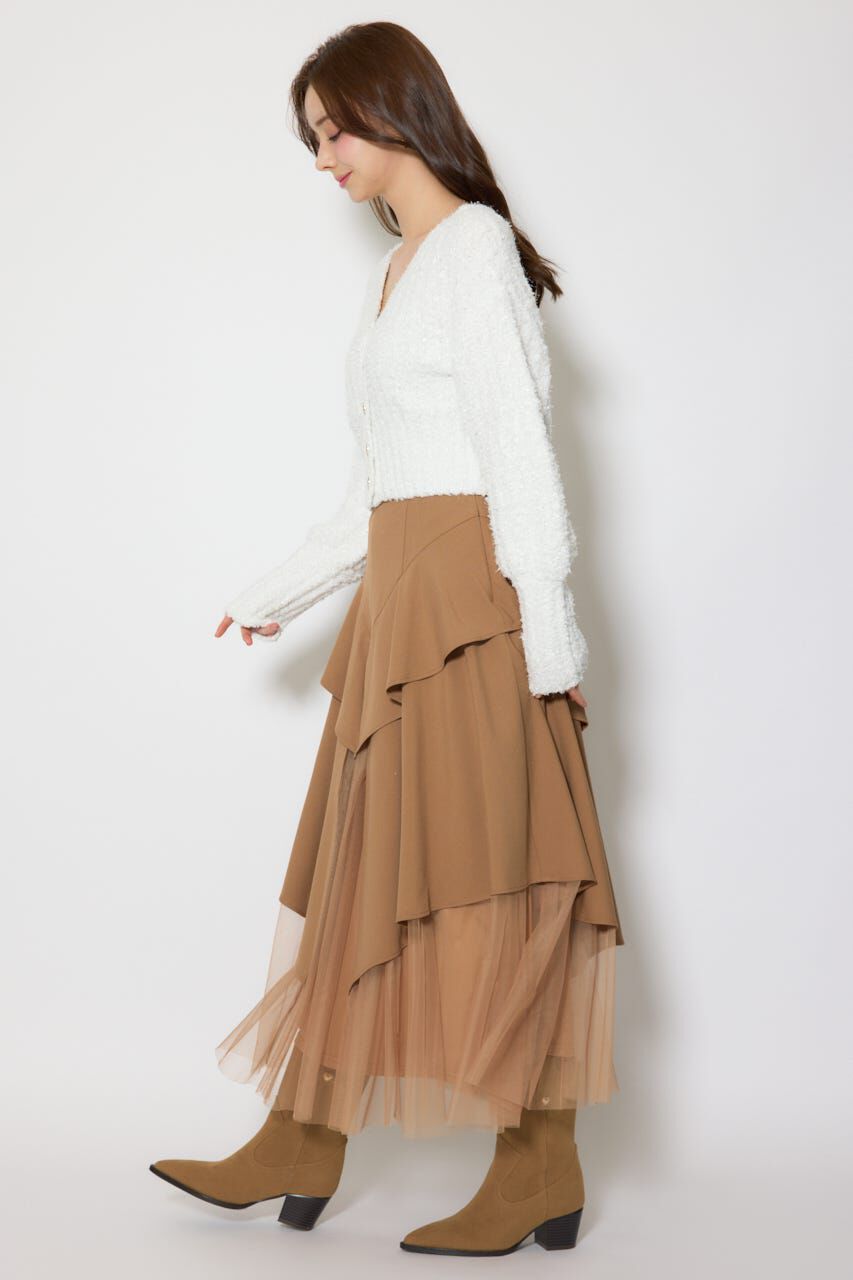 rienda「チュールレイヤードラッフルジャストウエストスカート」|スカート|