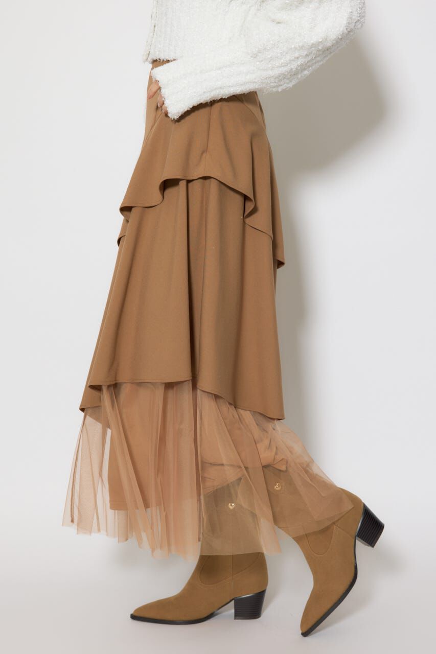 rienda「チュールレイヤードラッフルジャストウエストスカート」|スカート|