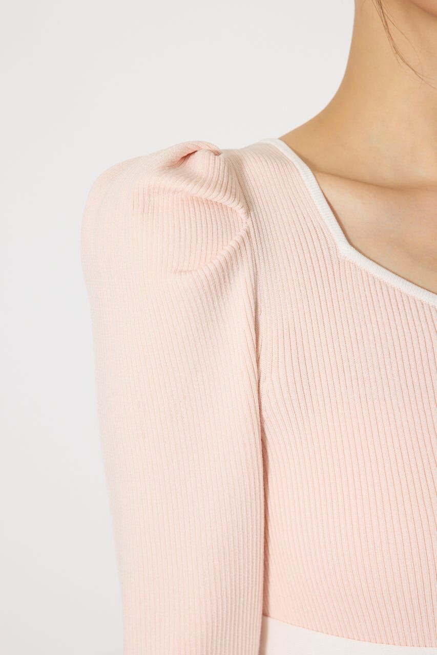 rienda「配色ペプラムタイトニットワンピース」|ワンピース|