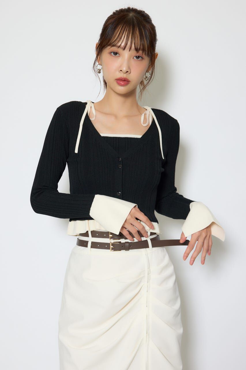 rienda「ペプラムキャミセットニットカーディガン」|カーディガン|