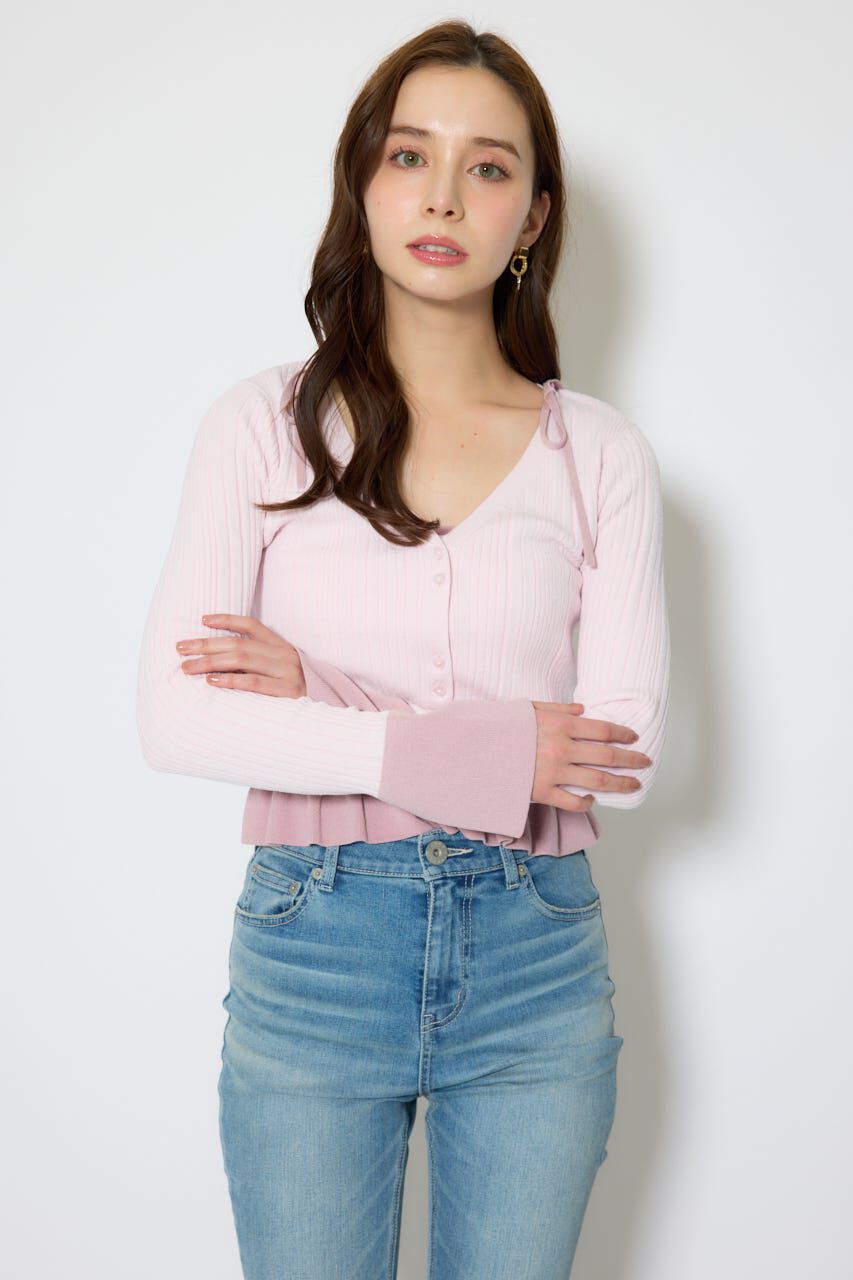 rienda「ペプラムキャミセットニットカーディガン」|カーディガン|