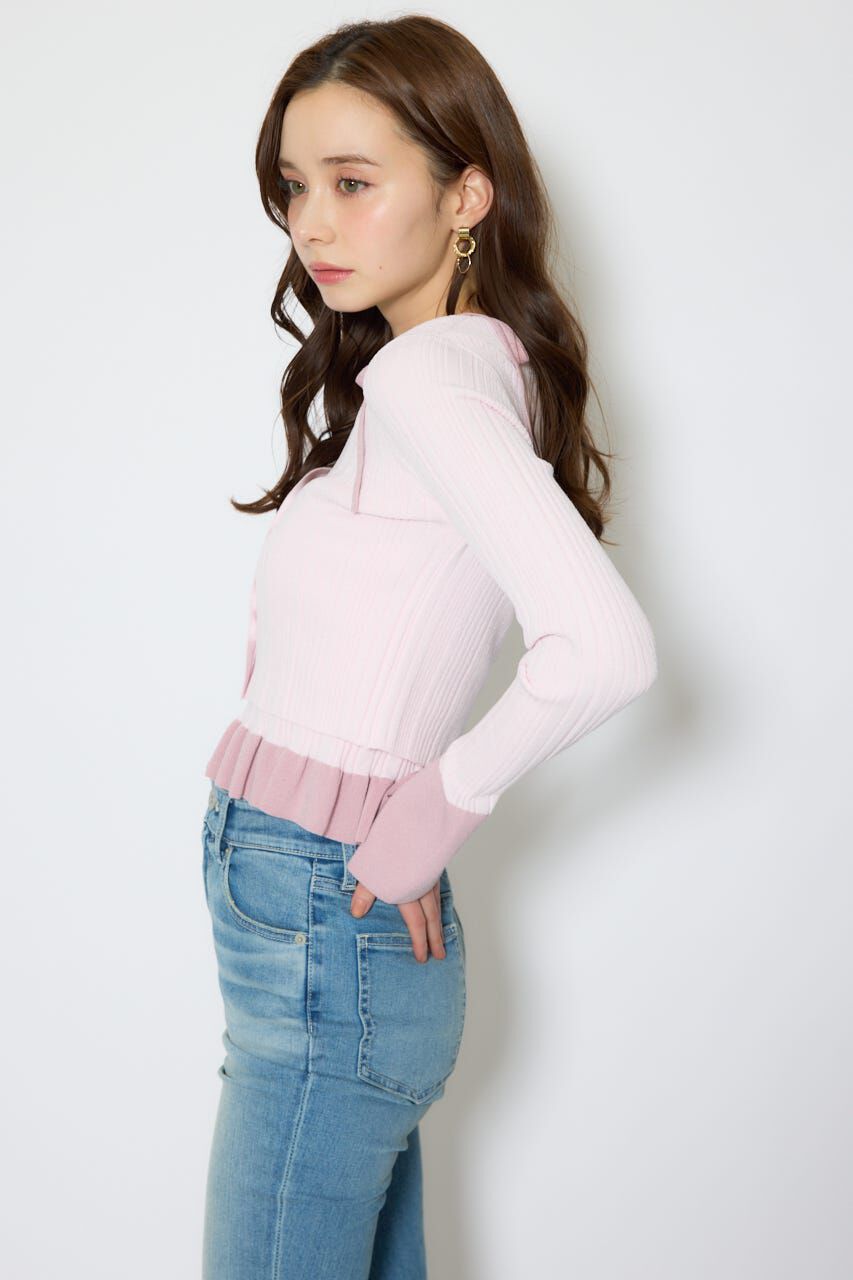 rienda「ペプラムキャミセットニットカーディガン」|カーディガン|