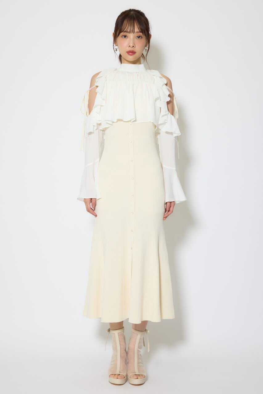 rienda「オープンショルダーフリルニットセットワンピース」|ワンピース|