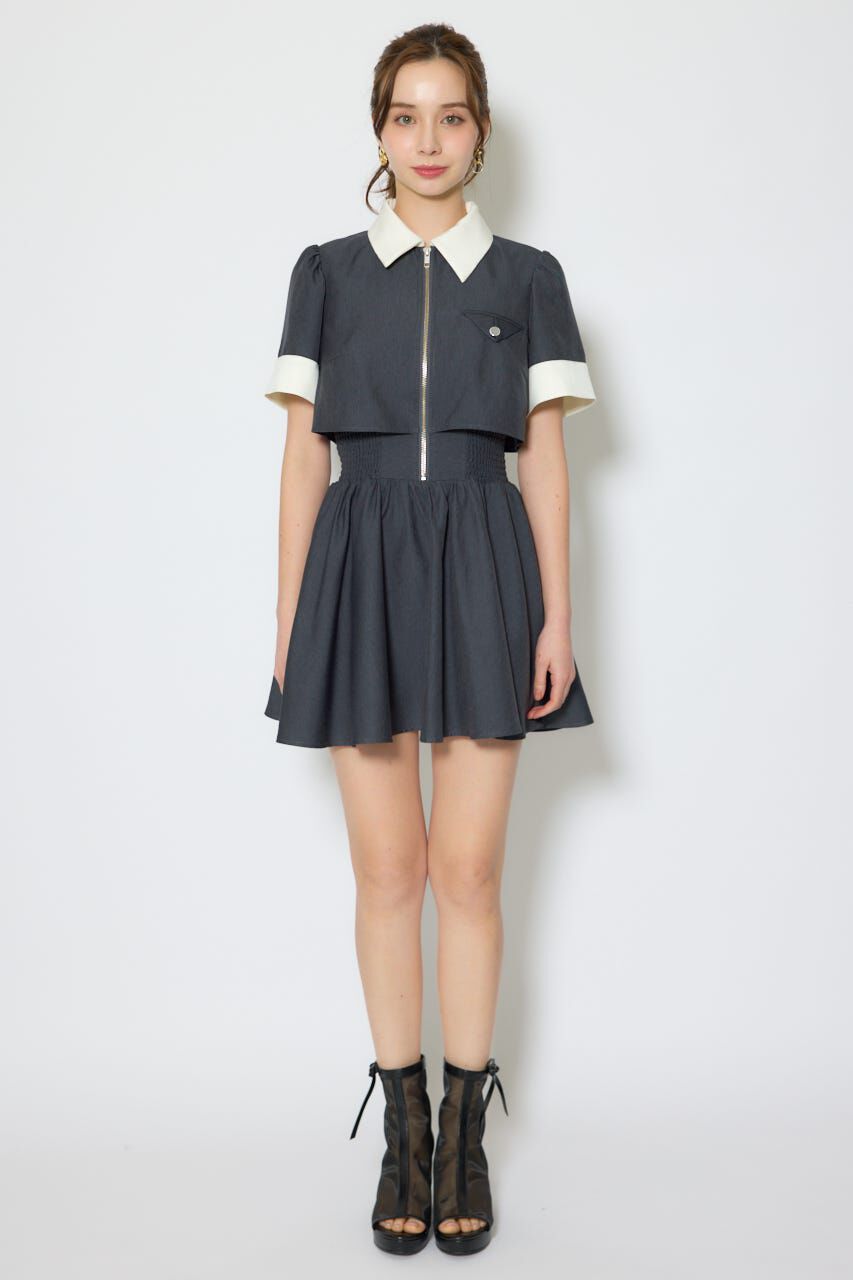 rienda「バストディティールフレアミニワンピース」|ワンピース|