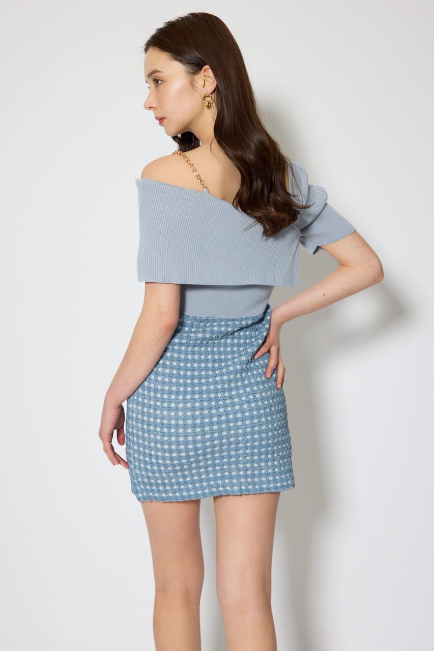 rienda「アシンメトリーツイードミニニットワンピース」|ワンピース|