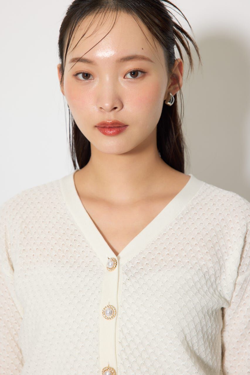 rienda「柄編みシアーカーディガン」|カーディガン|