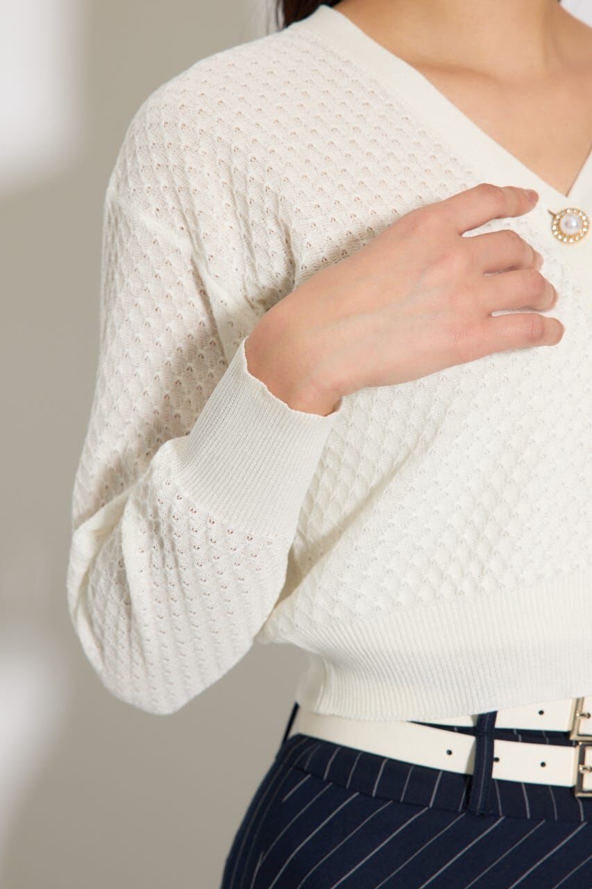 rienda「柄編みシアーカーディガン」|カーディガン|