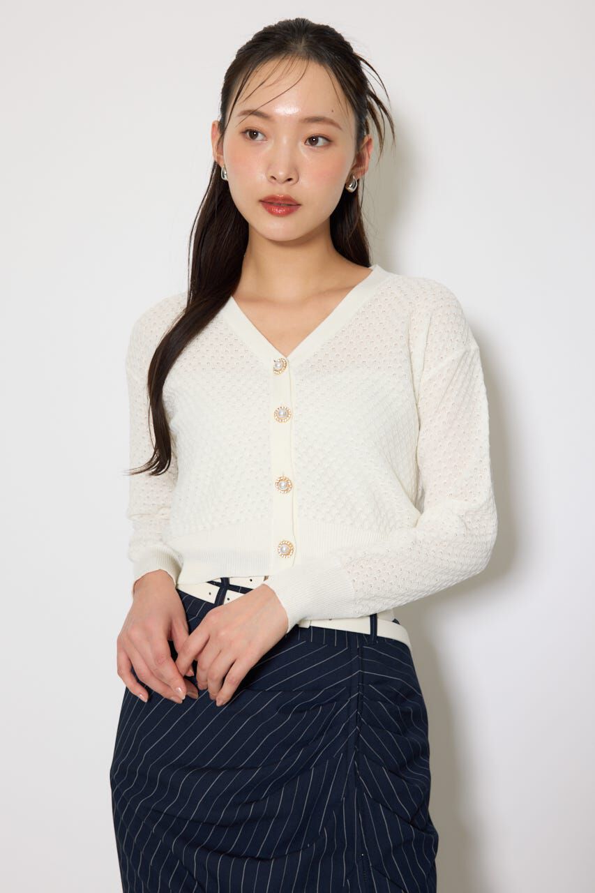 rienda「柄編みシアーカーディガン」|カーディガン|