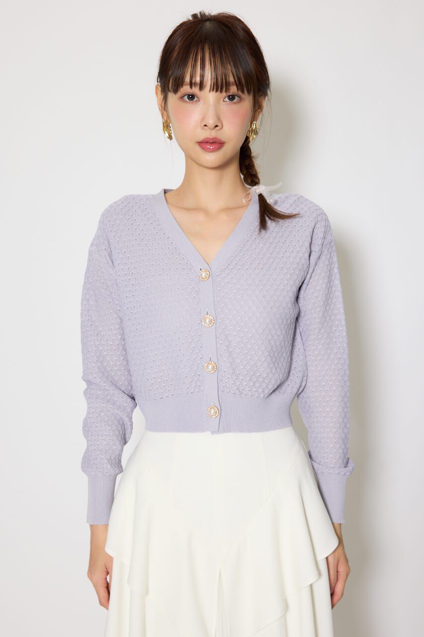 rienda「柄編みシアーカーディガン」|カーディガン|