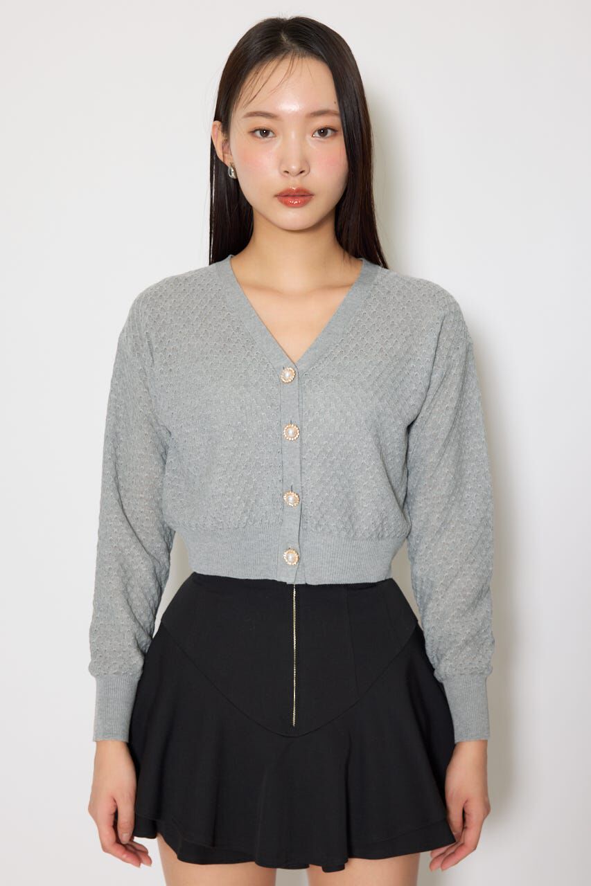 rienda「柄編みシアーカーディガン」|カーディガン|