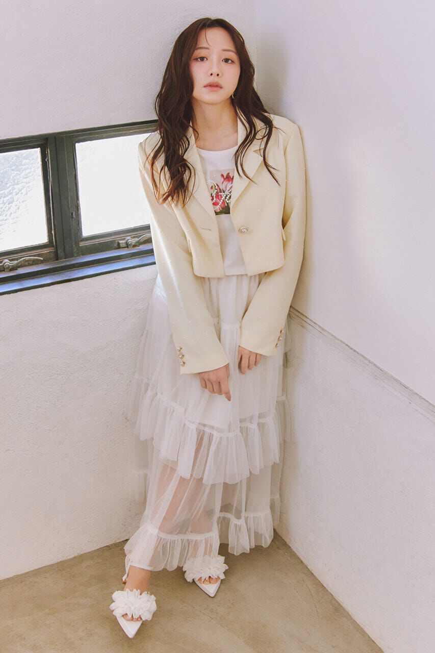 rienda「パール付きシングルショートテーラードジャケット」|その他|