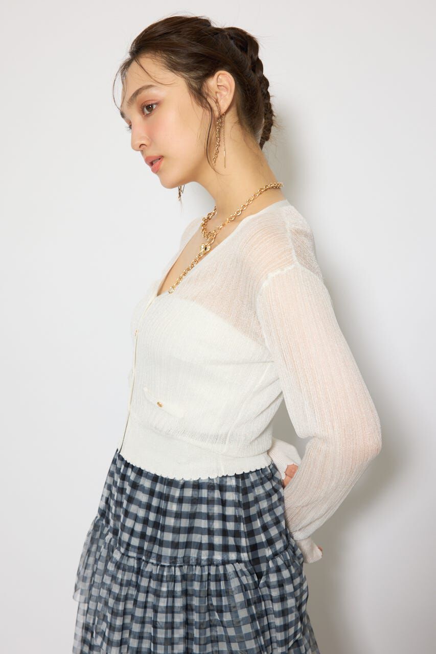 rienda「スカラップクロップドニットカーディガン」|カーディガン|