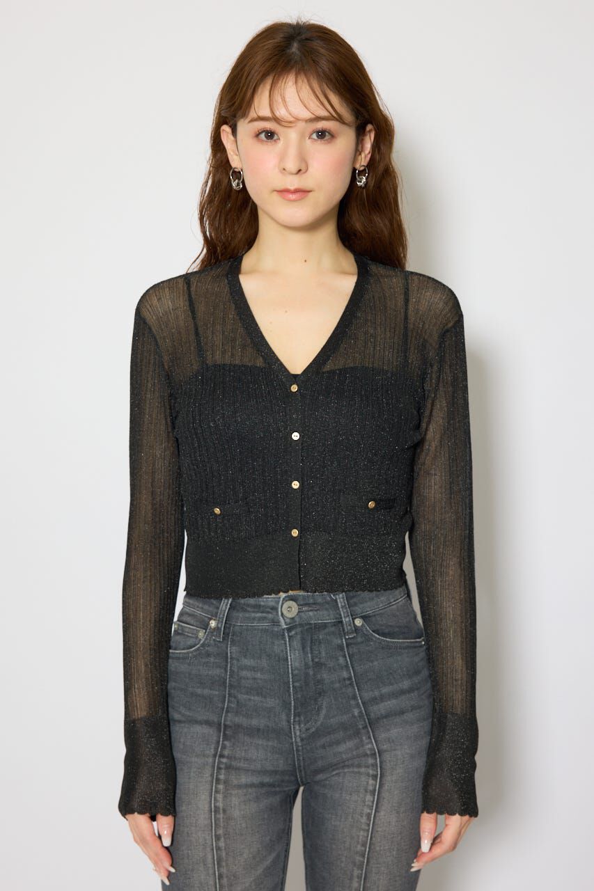 rienda「スカラップクロップドニットカーディガン」|カーディガン|