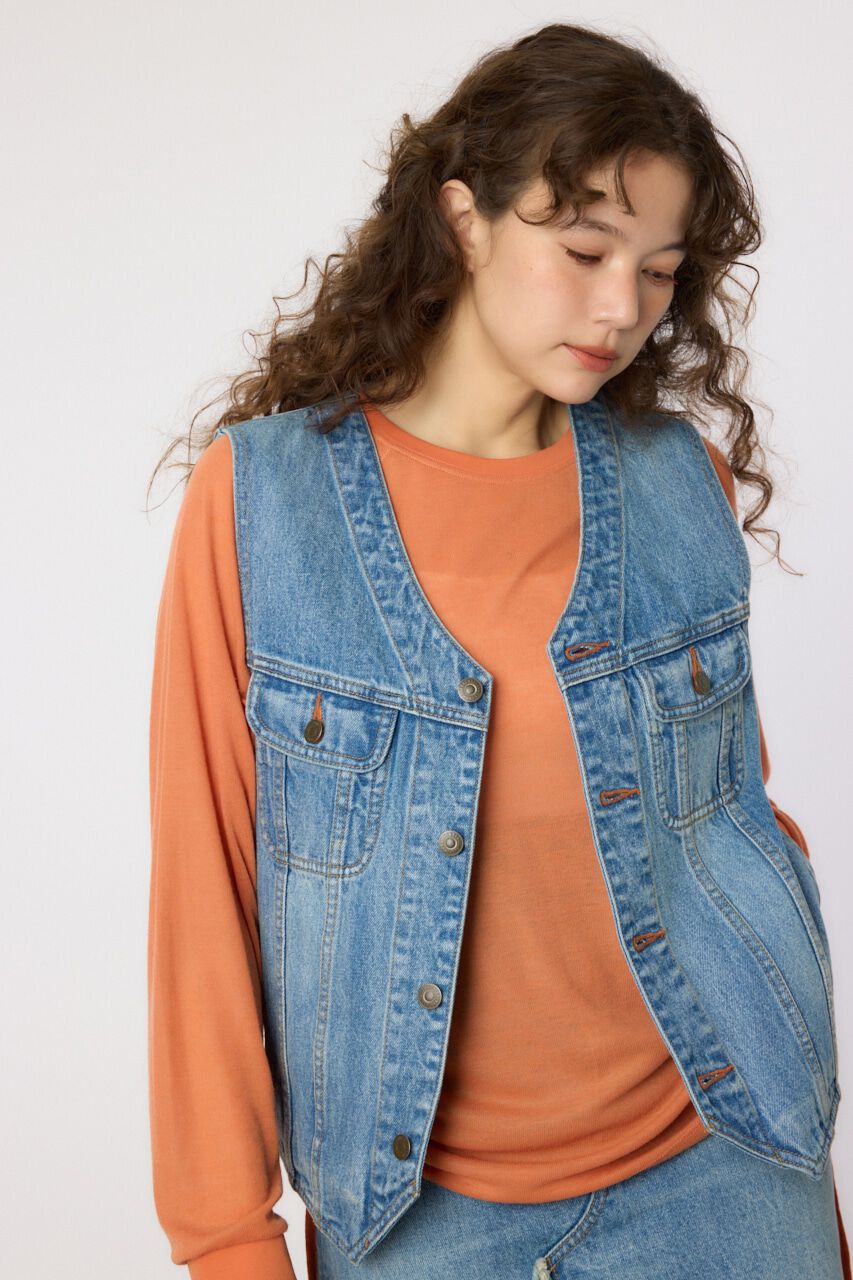 RODEO CROWNS「V CUT デニムベスト」|ダウンベスト・ベスト|