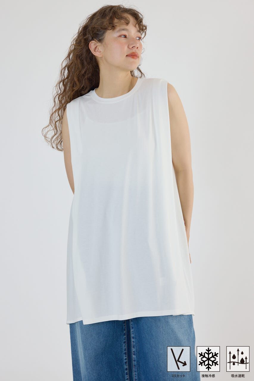 RODEO CROWNS「T/F ノースリーブチュニック」|タンクトップ|O/WHT1