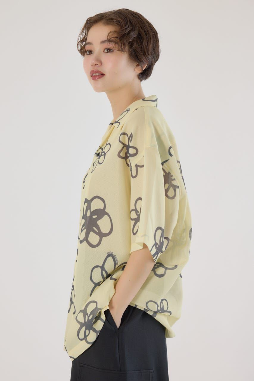 RODEO CROWNS「ポリメッシュフラワーシャツ」|シャツ・ブラウス|