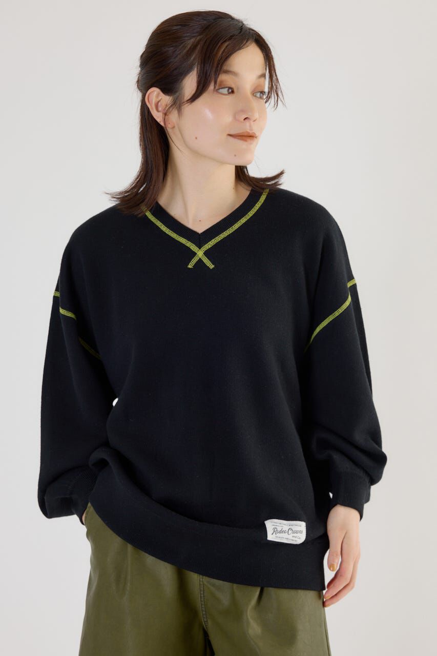 RODEO CROWNS「スウェットライク Vネックトップス」|ニット・セーター|