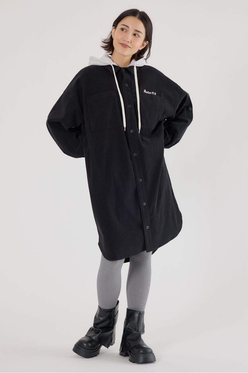 RODEO CROWNS「フード付きコーデュロイシャツワンピース」|ワンピース|