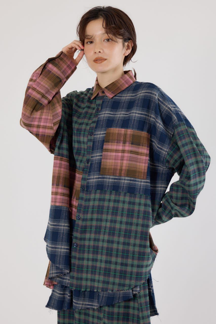 RODEO CROWNS「パッチワークチェックシャツ」|シャツ・ブラウス|