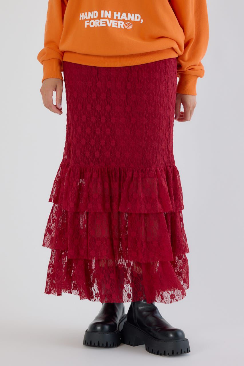 RODEO CROWNS「フリルティアードスカート」|スカート|RED